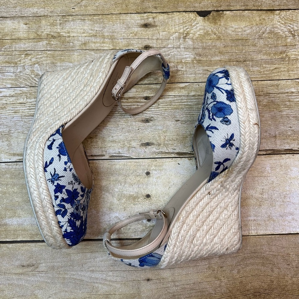 Gucci Cruise 2007 Runway Flora Wedge Espadrille Heels Indigo - Picture 4 of 10